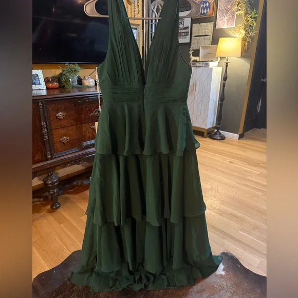 NWT BEAUTIFUL Chiffon Green Evening Gown sz 10 - Picture 5 of 6